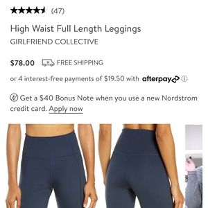 Girlfriend Collective Blue High Waist Leggings